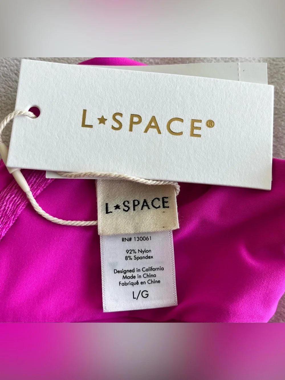 L*Space Bikini Set Hunter Top & Remi Bitsy Bottom Large Bright Fuchsia Swimwear